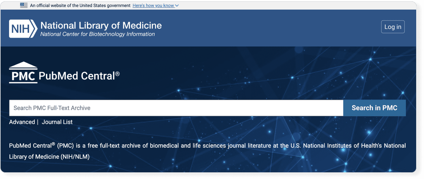 Search interface of PMC